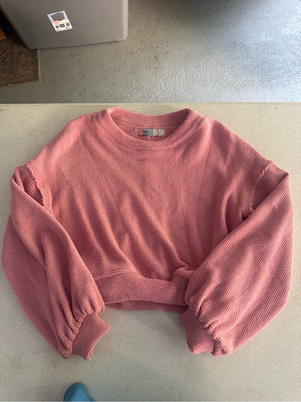 Free People Rose Pink Cropped Crewneck Sweater